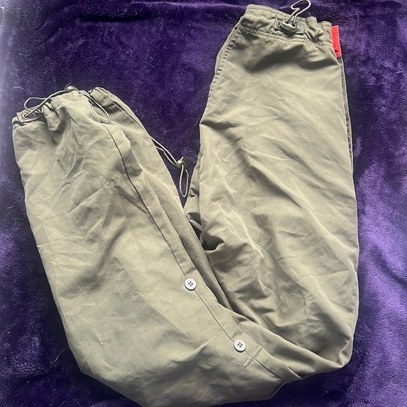 Army green cargo pants with adjustable ankle and waist - Picture 1 of 2
